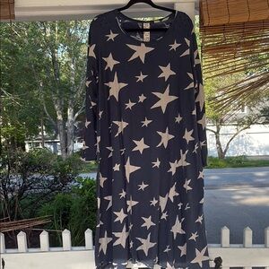 💙⭐️ Magnolia Pearl Blue with White Star Dylan Tee Dress! EUC! Color: Aratus! ⭐️💙